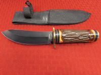 FROST CUTLERY 9" HUNTING KNIFE WITH STAG ANTLER HANDLE 