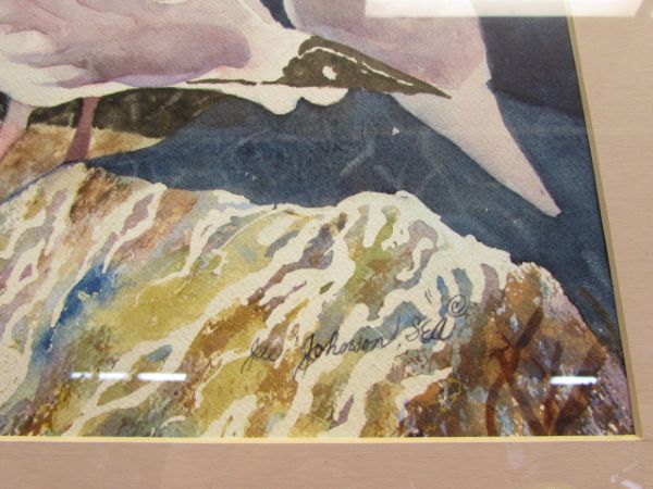 ORIGINAL SIGNED WATERCOLOR, ASIAN PRINT & A VERY NICE DIMENSIONAL FRAME