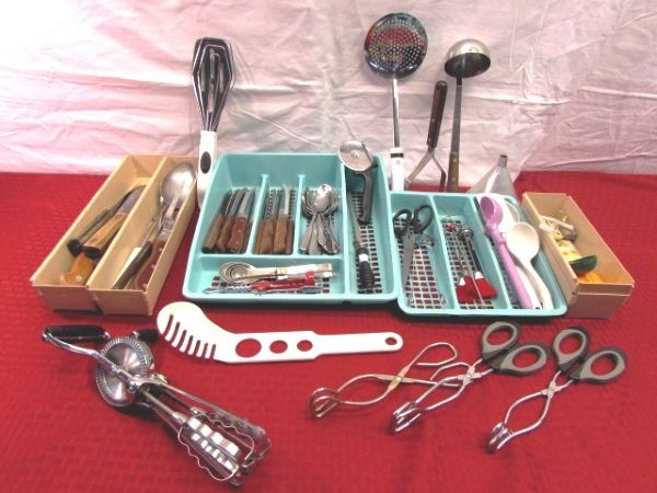EVERYTHING BUT THE KITCHEN SINK - DRAWER ORGANIZERS STUFFED WITH GREAT UTENSILS & GADGETS!