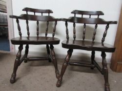 TWO MATCHING SOLID PINE DINING ROOM CHAIRS