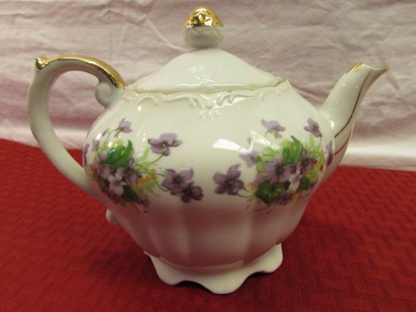 VINTAGE IMPERIAL ROSE & HANDPAINTED NUMBERED TEA POTS, SANDWICH PLATES, CREAMERS & MORE!