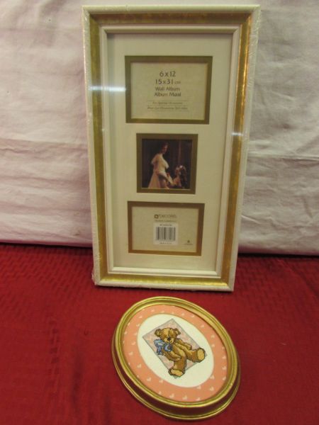 LOVELY PHOTO FRAMES, MANY NEVER USED, ROSES, TEXTURED SCROLL, WOOD & MORE