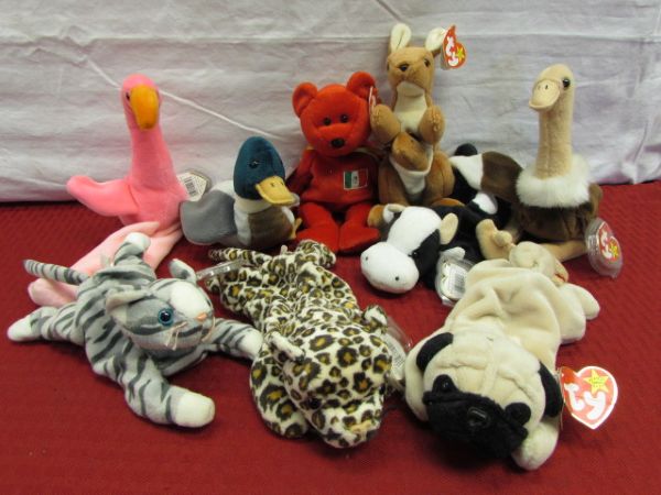TY BEANIE BABIES! NINE FOR YOUR COLLECTION!