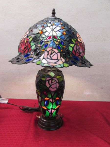 LIMITED EDITION TIFFANY STYLE JEWELED TABLE LAMP