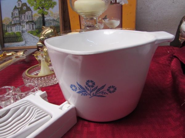 ECLECTIC COLLECTION - CRYSTAL, CORNING WARE, TUPPERWARE, BRASS TEDDY BEAR & MUCH MORE
