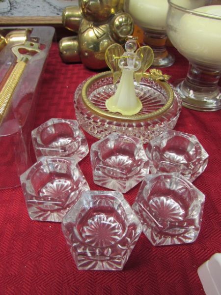 ECLECTIC COLLECTION - CRYSTAL, CORNING WARE, TUPPERWARE, BRASS TEDDY BEAR & MUCH MORE