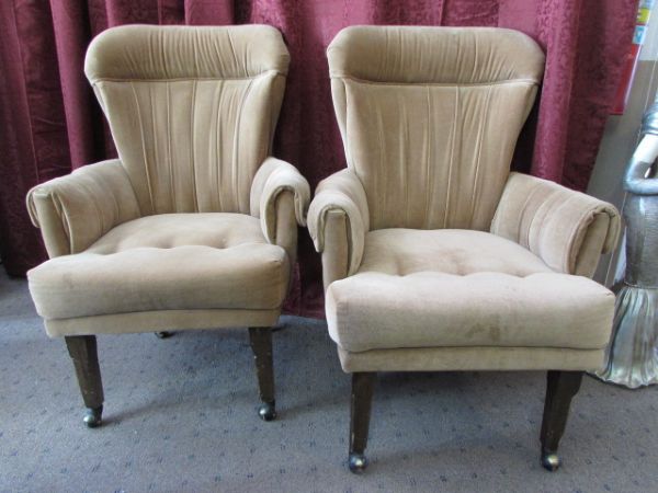 TWO MORE MATCHING UPHOLSTERED DINING CHAIRS