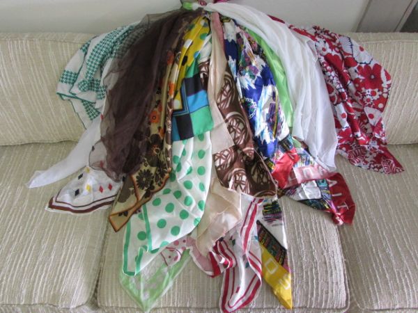 OVER TWO DOZEN WOMEN'S SCARVES, SO MANY COLORS & PATTERNS TO CHOOSE FROM