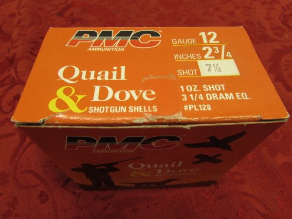 ONE BOX PMC AMMUNITION QUAIL & DOVE 12 GAUGE SHOTGUN SHELLS