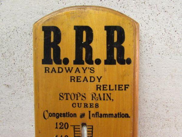 VINTAGE RADWAY'S PAIN PILLS ADVERTISING THERMOMETER
