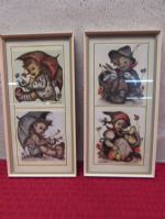 VINTAGE SET OF (4) HUMMEL PICTURES No.102-A & 102-B. MADE IN GERMANY