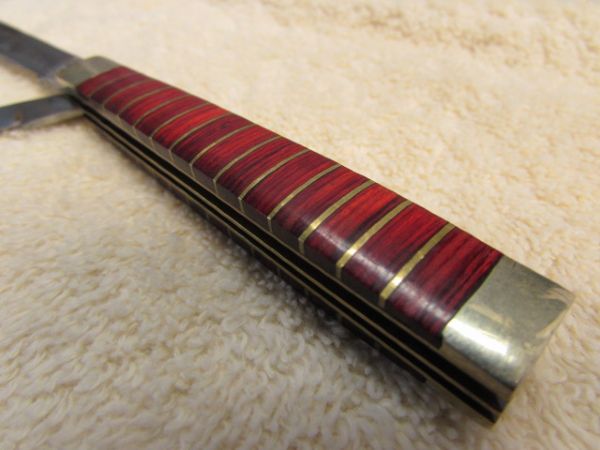 VERY NICE DOCTOR'S POCKET KNIFE WITH BEAUTIFUL CHERRY PAKAWOOD & BRASS HANDLE. 