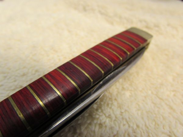VERY NICE DOCTOR'S POCKET KNIFE WITH BEAUTIFUL CHERRY PAKAWOOD & BRASS HANDLE. 