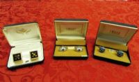 3 PAIR OF VINTAGE CUFF LINKS WITH SAPPHIRE & INLAID NATURAL STONE - NIB 