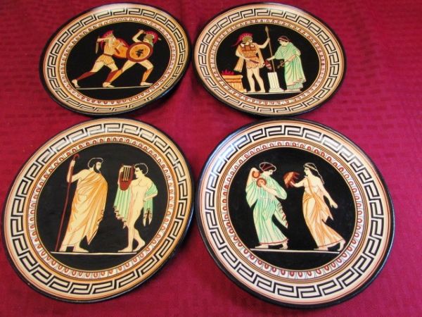 FOUR HAND MADE & PAINTED PLATES FROM GREECE