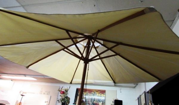 LET THE SUN SHINE WHILE YOU RELAX UNDER YOUR LARGE CAFÉ UMBRELLA 