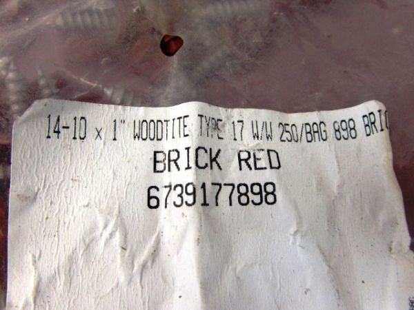 BRICK RED 14-10 x1 WOODTITE TYPE 17 SCREWS,  TWO BAGS  OF 250