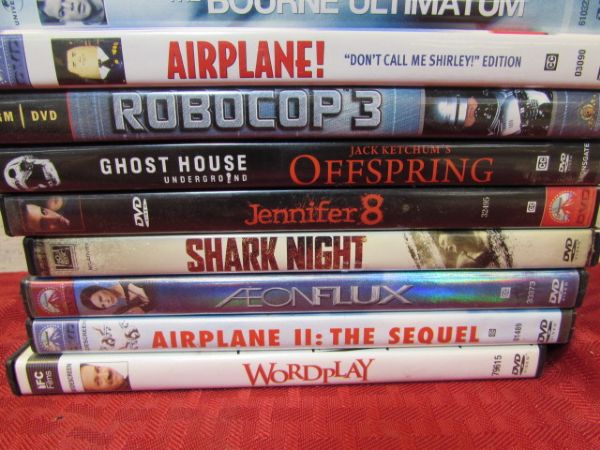 FIFTEEN DVD'S SCARY, FUNNY & ACTION ADVENTURE