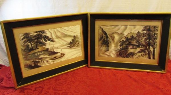Lot Detail - AMAZING PAIR OF FRAMED JAPANESE SILK EMBROIDERED WALL ART