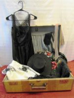 SPANISH GET AWAY - VINTAGE WHEARY SUITCASE, HAND EMBROIDERED SHAWLS, CASTANETS, LINGERIE, GLOVES & ZORROS HAT