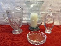 STATEMENT GLASS - PRETTY VINTAGE PITCHER, ROSENTHAL  DECANTER, LARGE CANDLE HOLDER ASH TRAY
