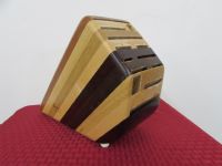 WOOD KNIFE BLOCK WITH EXOTIC HARDWOODS BY DAVID LEVY