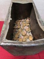 LIGHTWEIGHT METAL BIN WITH LOADS OF NEVER USED BOTTLE CAPS