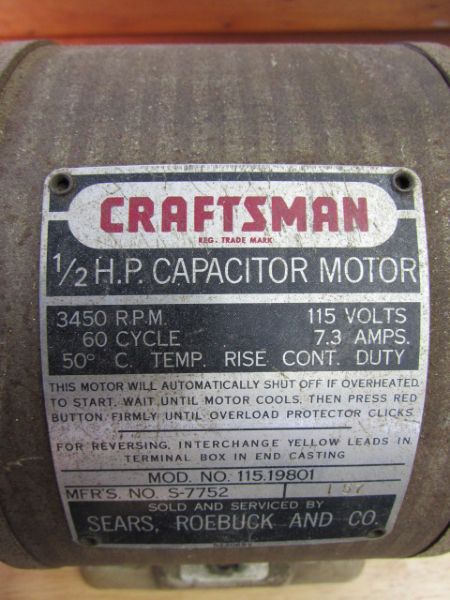 CRAFTSMAN 1/2 HP ELECTRIC MOTOR