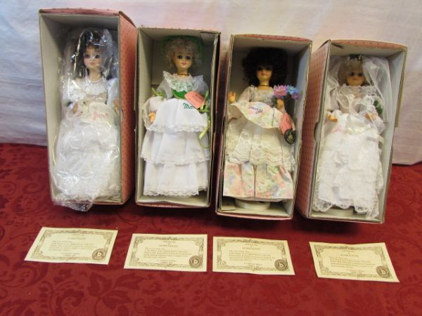 FOUR COLLECTIBLE,  LIMITED EDITION BRINN'S MUSICAL DOLLS 