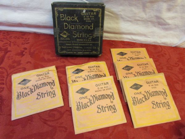 VINTAGE MARINE BAND HARMONICA, NEVER USED GIBSON & BLACK DIAMOND GUITAR STRINGS & MORE