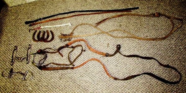A NICE VARIETY OF HORSE GEAR  - BRIDLES, BITS, SHOES & MORE