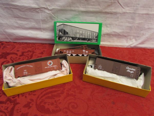 THREE NEW IN BOX HO GAUGE TRAIN CARS FROM ACCURAIL & BOWSER 