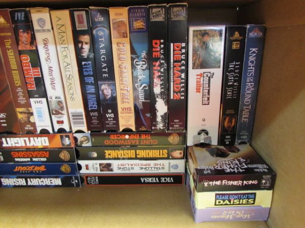 HUGE MOVIE COLLECTION!  OVER 70 VHS TAPES, CLASSICS, MODERN HITS, JOHN WAYNE & SO MUCH MORE!
