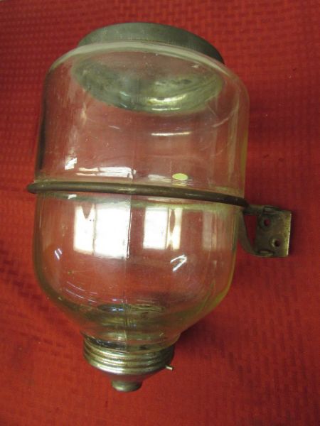ANTIQUE HOOSIER SUGAR/FLOUR DISPENSER  GLASS WALL MOUNT JAR 