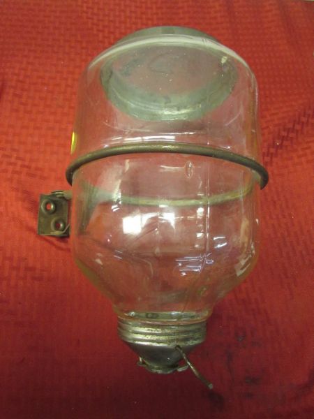 ANTIQUE HOOSIER SUGAR/FLOUR DISPENSER  GLASS WALL MOUNT JAR 