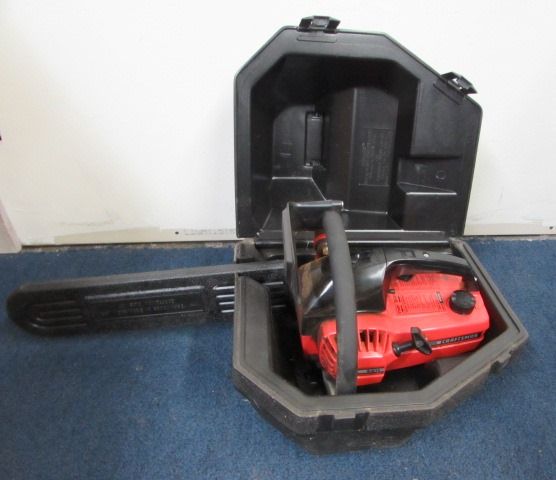 CRAFTSMAN  GAS POWERED CHAIN SAW WITH PLASTIC CARRY CASE & SHIELD