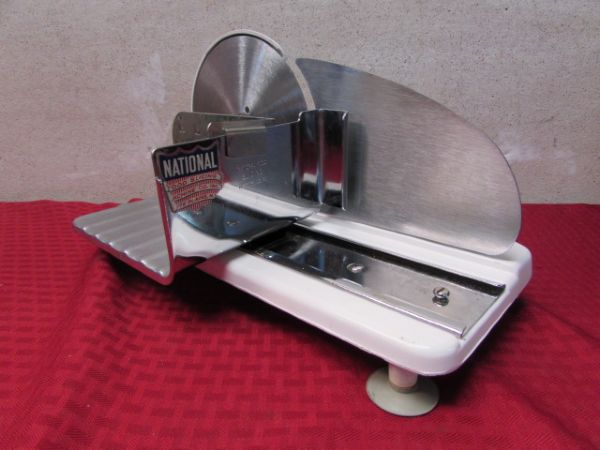 VINTAGE HAND CRANK MEAT SLICER - WHO NEED'S POWER?
