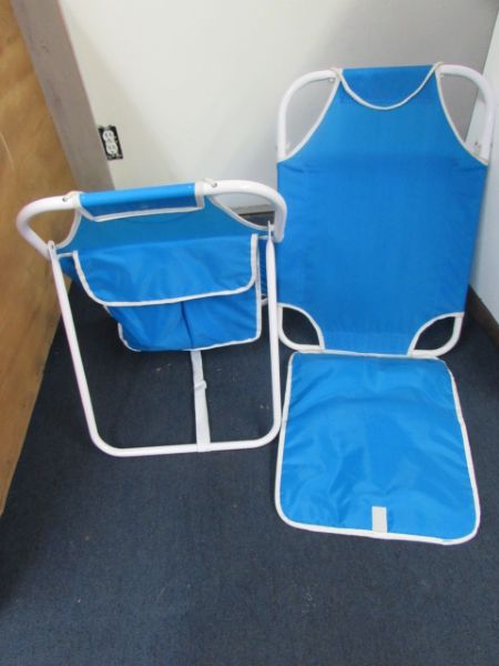 TWO EASY CARRY FOLDING BEACH CHAIRS