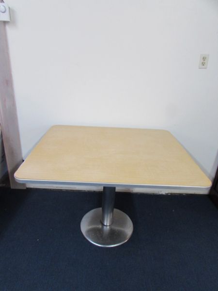 FORMICA TOPPED  TABLE WITH PEDESTAL BASE
