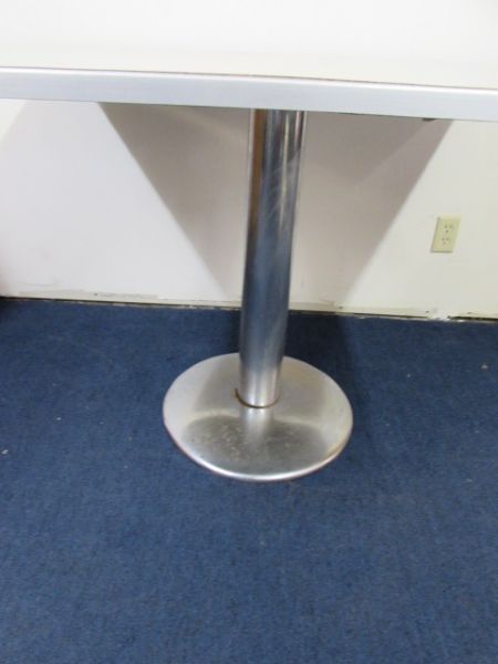 FORMICA TOPPED  TABLE WITH PEDESTAL BASE