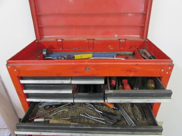CRAFTSMAN & NAPA: TWO PIECE STACKED TOOL CHEST WITH TOOLS