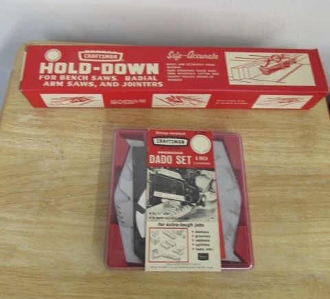 CRAFTSMAN DADO SET & HOLD-DOWN FOR BENCH AND RADIAL ARM SAWS.
