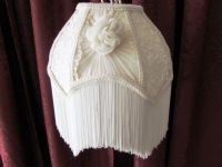 STUNNING VICTORIAN LAMP SHADE WITH LACE & FRINGE - EXCELLENT CONDITION