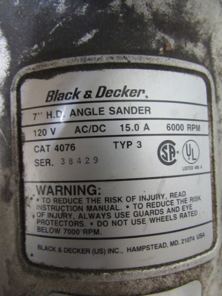 BLACK AND DECKER 7 HEAVY DUTY ANGLE SANDER