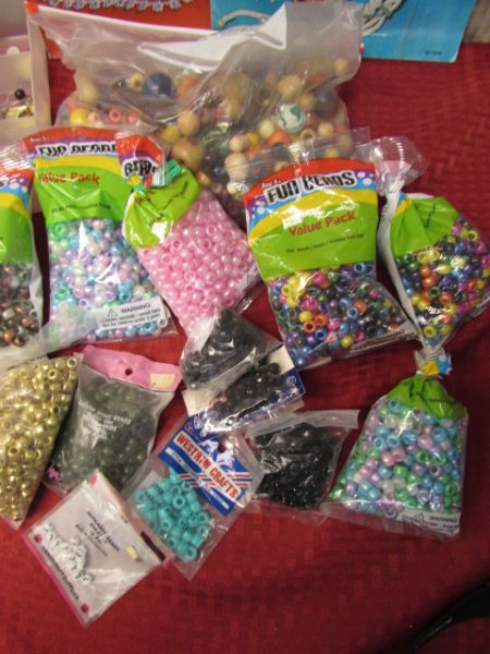 TONS OF BEADS - PONY BEADS, VINTAGE WOOD BEADS & LOADS MORE