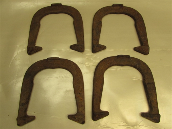GOOD LUCK DÉCOR - FOUR VINTAGE AMERICAN PROFESSIONAL HORSE SHOES - GAME ON!