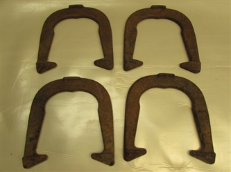 GOOD LUCK DÉCOR - FOUR VINTAGE AMERICAN PROFESSIONAL HORSE SHOES - GAME ON!