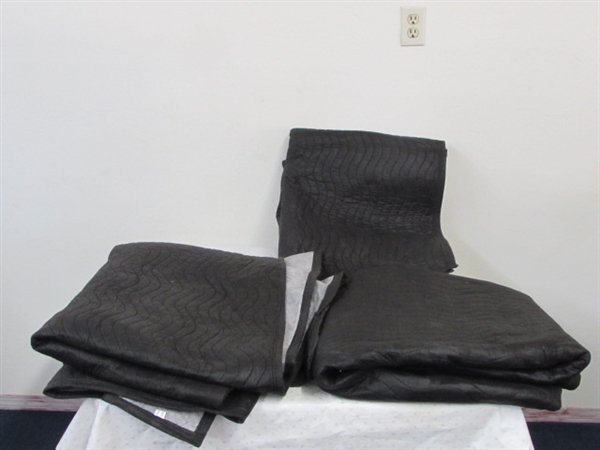 THREE LIKE NEW LARGE PADDED MOVING BLANKETS