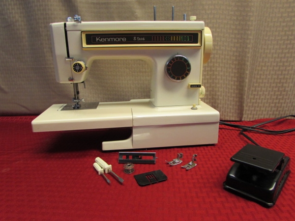 NICE KENMORE 8 STITCH  SEWING MACHINE WITH FOOT PEDAL, ACCESSORIES & MORE 