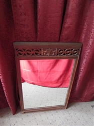 VINTAGE MIRROR WITH NICELY CARVED WOOD FRAME